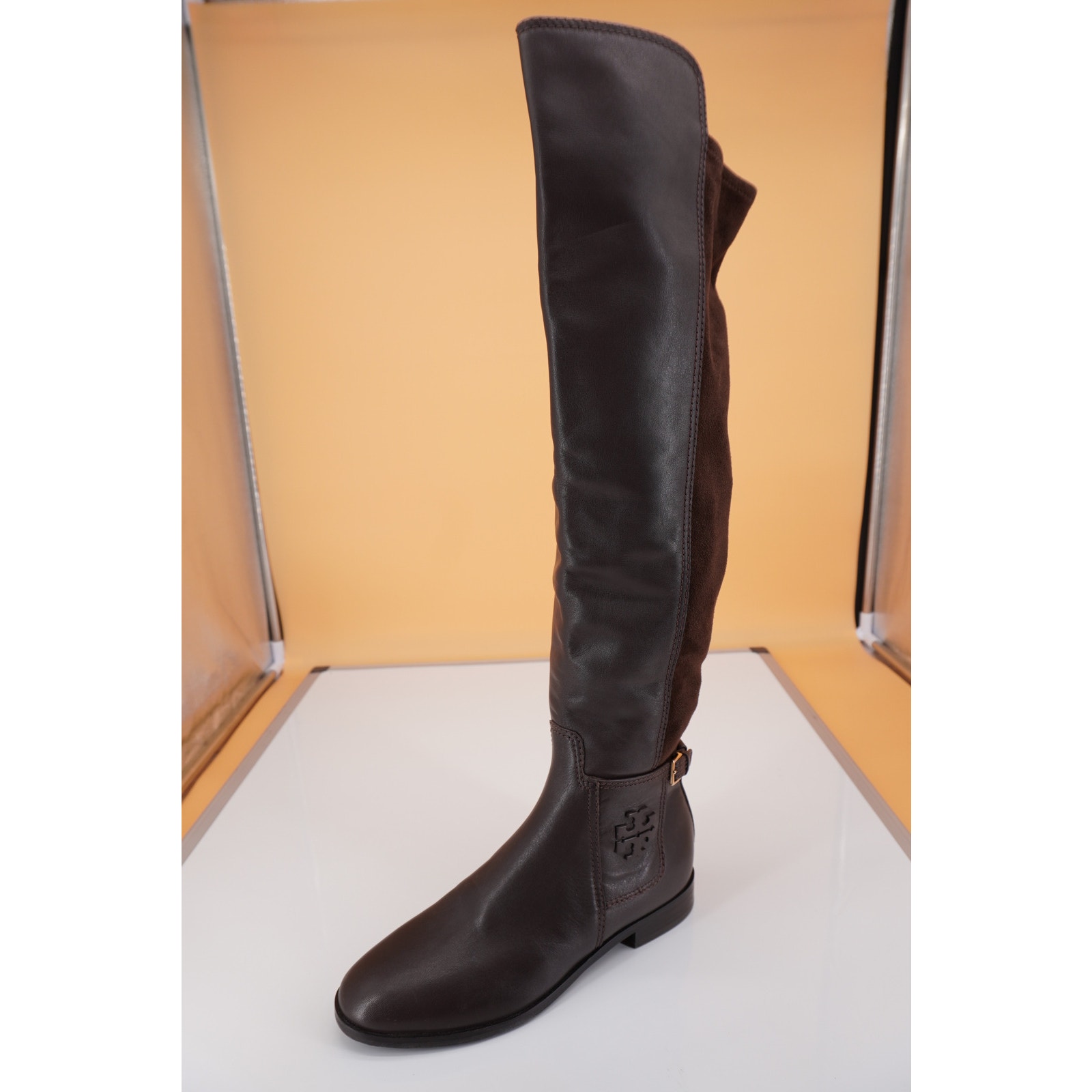 Tory Burch Wyatt Brown Leather Over The Knee Riding Boots Size 6.5 Otk New